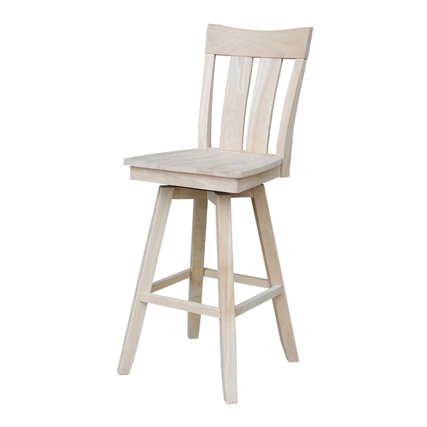 International Concepts Ava Bar Height Stool, with Swivel 30" Seat Height, Unfinished S-133SW